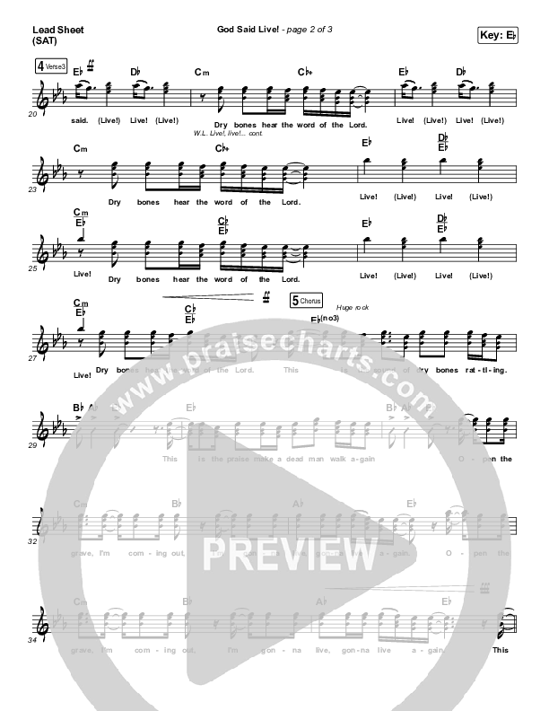 GOD SAID LIVE! Lead Sheet (SAT) (Elevation Worship)