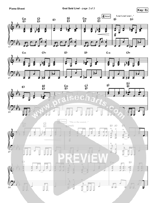 GOD SAID LIVE! Piano Sheet (Elevation Worship)