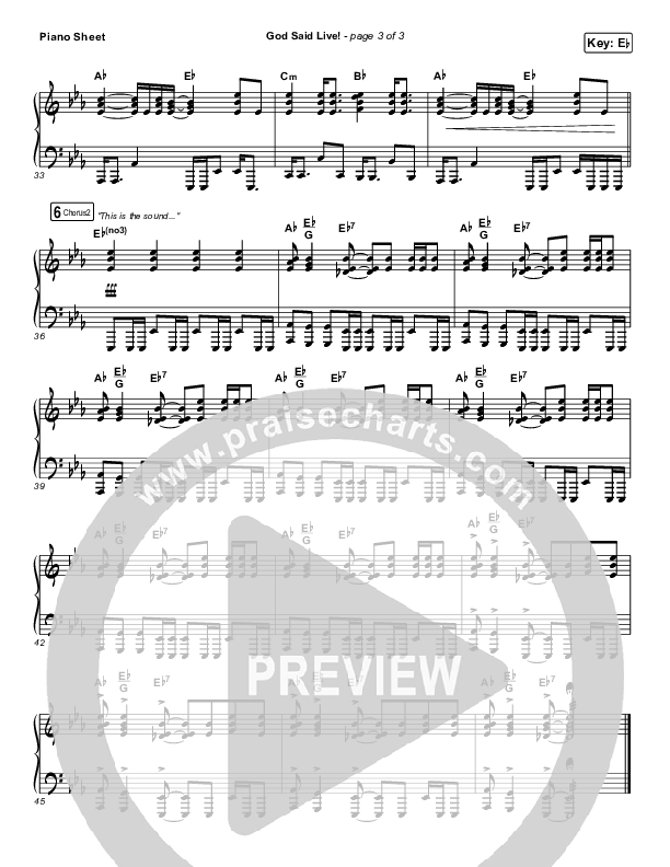 GOD SAID LIVE! Piano Sheet (Elevation Worship)