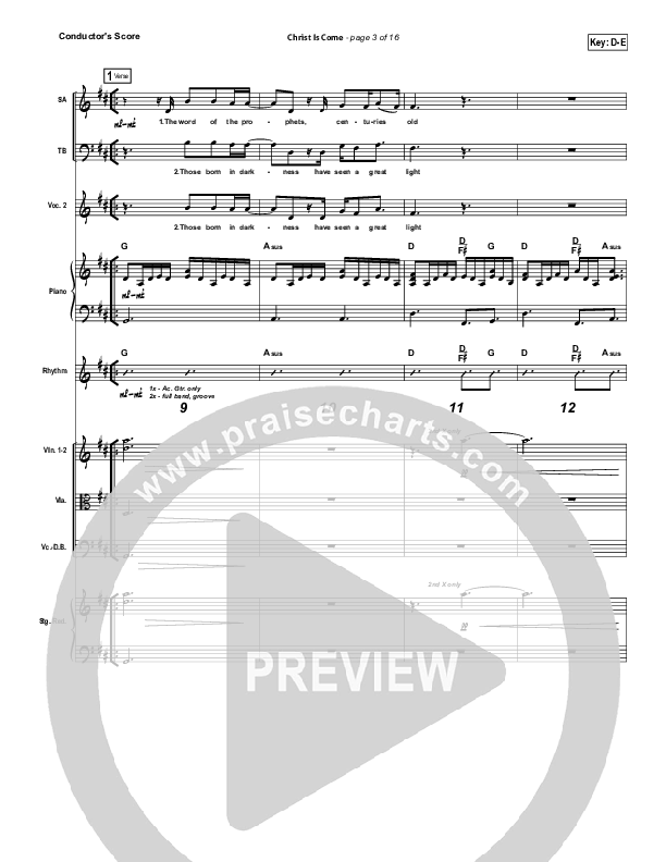 Christ Is Come Conductor's Score (Big Daddy Weave)