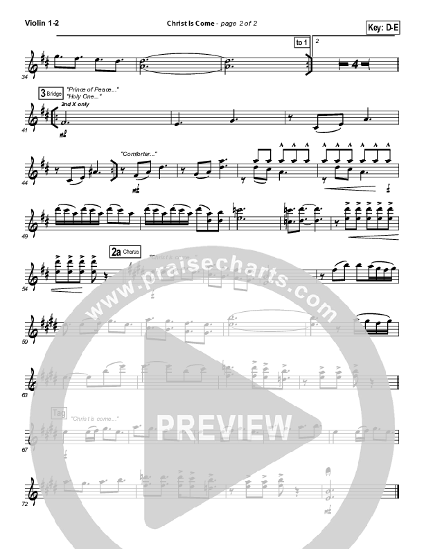 Christ Is Come Violin 1/2 (Big Daddy Weave)