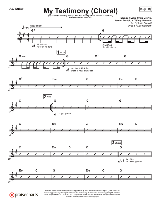 My Testimony (Choral Anthem SATB) Acoustic Guitar (Elevation Worship / Arr. Luke Gambill)