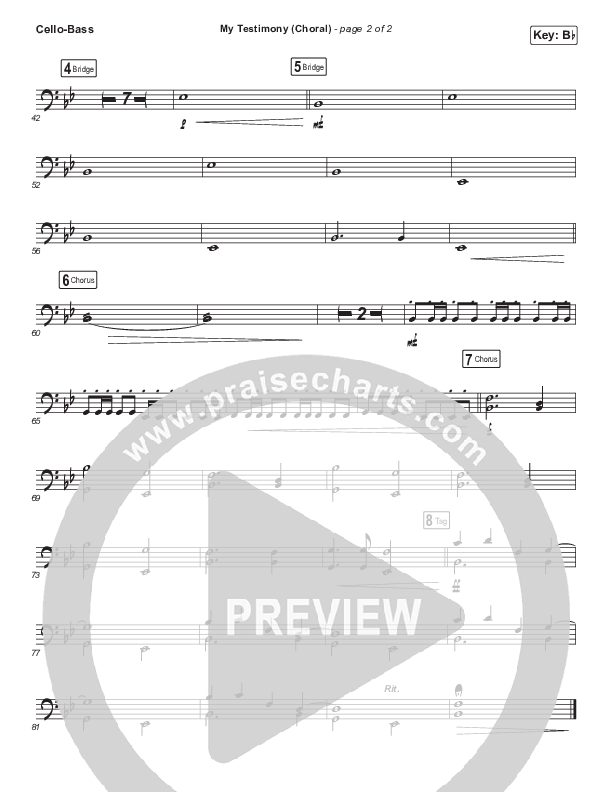 My Testimony (Choral Anthem SATB) Cello/Bass (Elevation Worship / Arr. Luke Gambill)