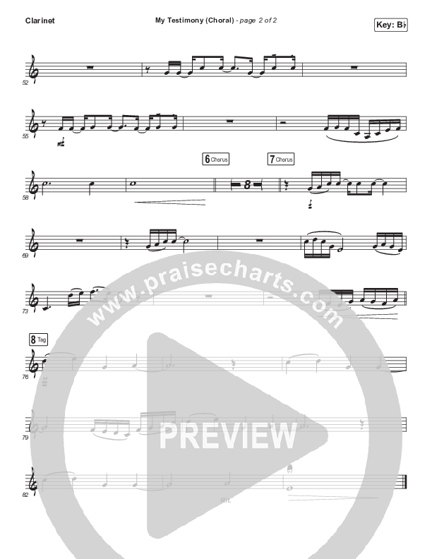 My Testimony (Choral Anthem SATB) Clarinet (Elevation Worship / Arr. Luke Gambill)