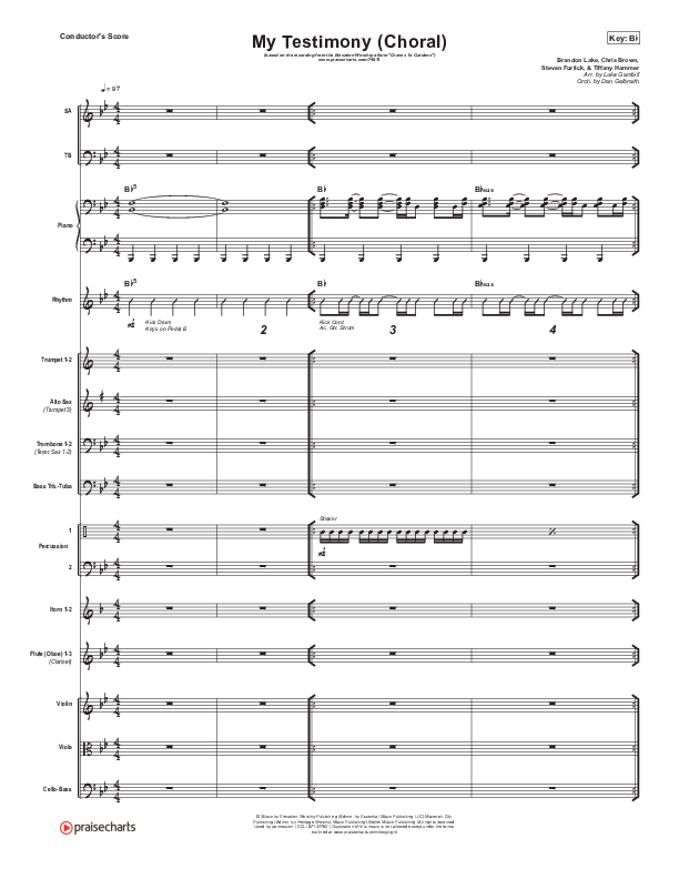 My Testimony (Choral Anthem SATB) Orchestration (Elevation Worship / Arr. Luke Gambill)