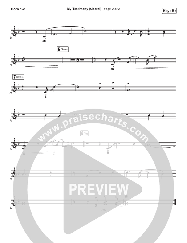 My Testimony (Choral Anthem SATB) French Horn 1/2 (Elevation Worship / Arr. Luke Gambill)
