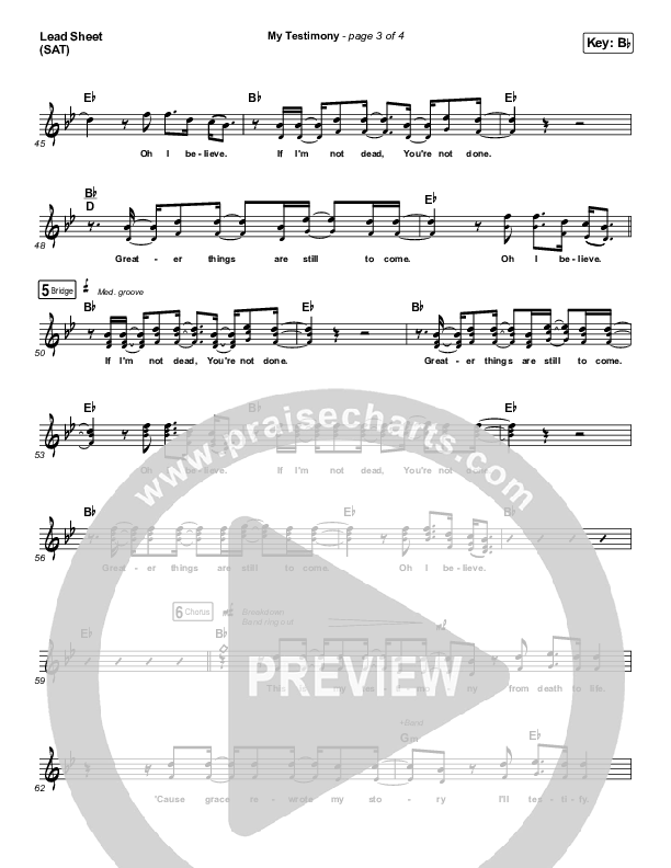 My Testimony (Choral Anthem SATB) Lead Sheet (SAT) (Elevation Worship / Arr. Luke Gambill)