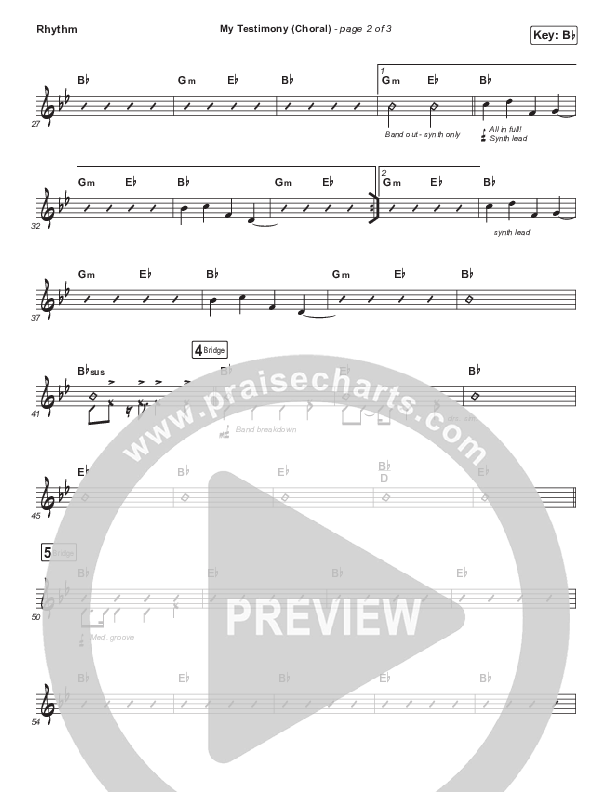 My Testimony (Choral Anthem SATB) Rhythm Chart (Elevation Worship / Arr. Luke Gambill)