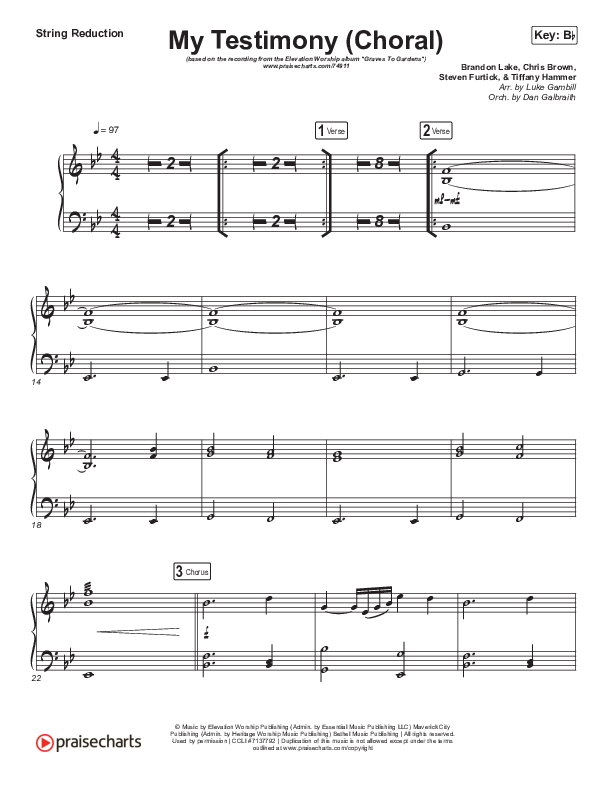 My Testimony (Choral Anthem SATB) String Pack (Elevation Worship / Arr. Luke Gambill)
