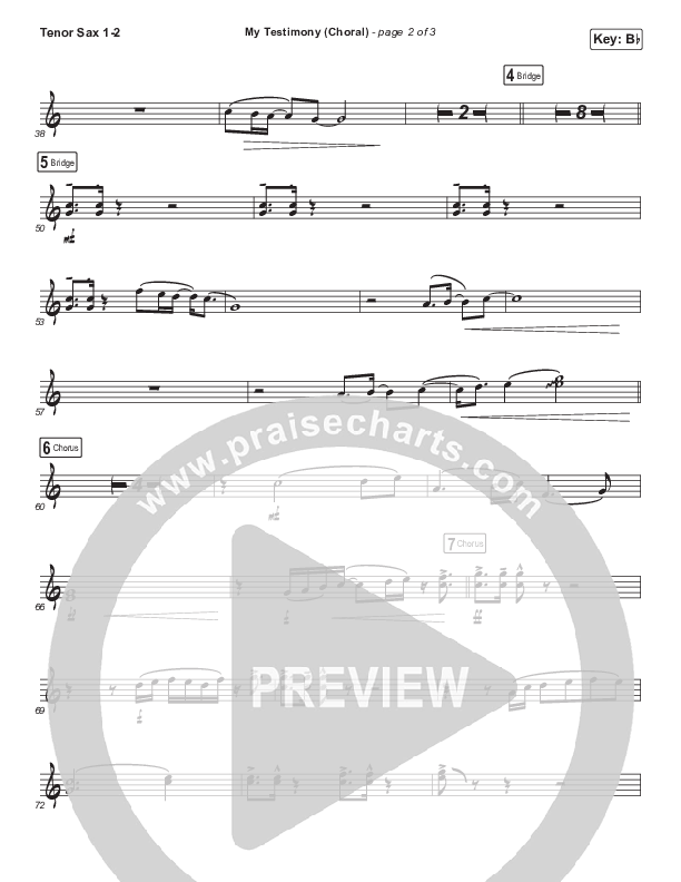 My Testimony (Choral Anthem SATB) Tenor Sax 1/2 (Elevation Worship / Arr. Luke Gambill)