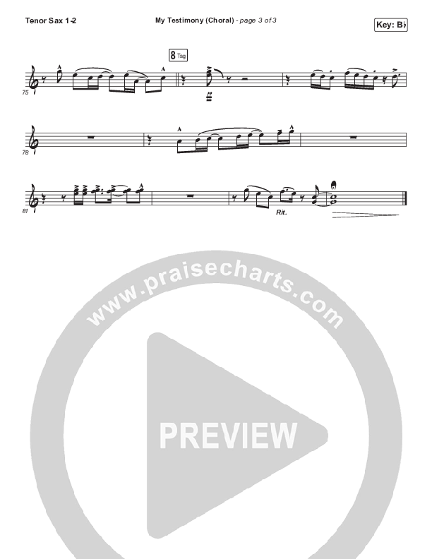 My Testimony (Choral Anthem SATB) Tenor Sax 1/2 (Elevation Worship / Arr. Luke Gambill)