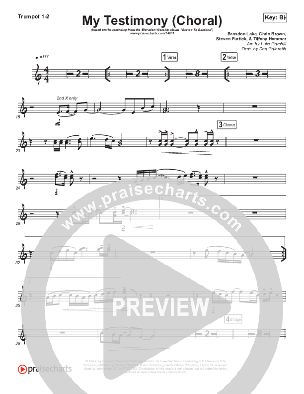 My Testimony (Choral Anthem SATB) Brass Pack (Elevation Worship / Arr. Luke Gambill)