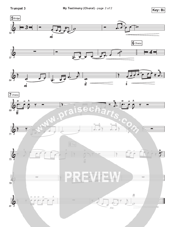 My Testimony (Choral Anthem SATB) Trumpet 3 (Elevation Worship / Arr. Luke Gambill)