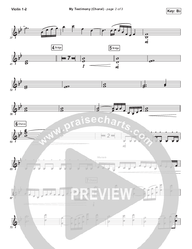 My Testimony (Choral Anthem SATB) Violin 1/2 (Elevation Worship / Arr. Luke Gambill)