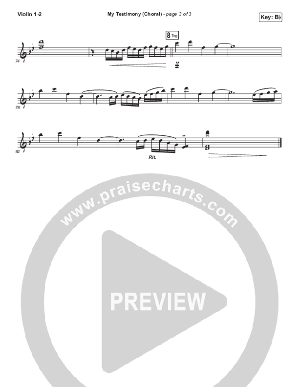 My Testimony (Choral Anthem SATB) Violin 1/2 (Elevation Worship / Arr. Luke Gambill)