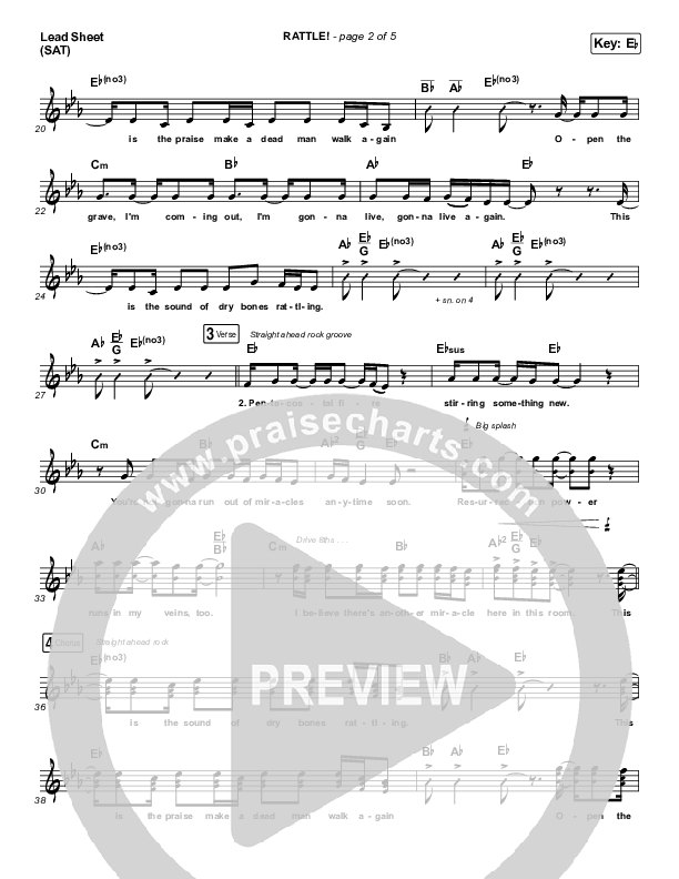 RATTLE! (Choral Anthem SATB) Lead Sheet (SAT) (Elevation Worship / Arr. Luke Gambill)