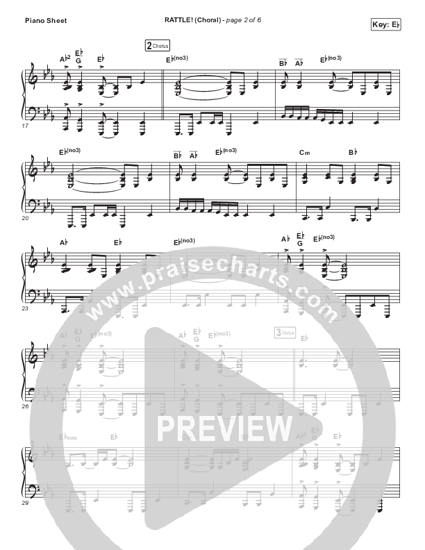 RATTLE! (Choral Anthem SATB) Piano Sheet (Elevation Worship / Arr. Luke Gambill)