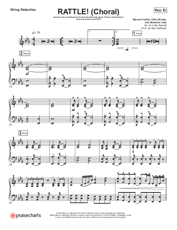 RATTLE! (Choral Anthem SATB) String Pack (Elevation Worship / Arr. Luke Gambill)