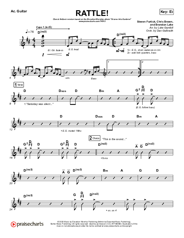 RATTLE! (Choral Anthem SATB) Acoustic Guitar (Elevation Worship / Arr. Luke Gambill)