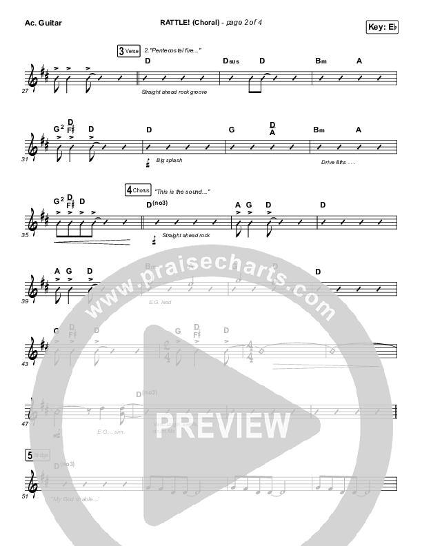 RATTLE! (Choral Anthem SATB) Acoustic Guitar Sheet Music PDF (Elevation