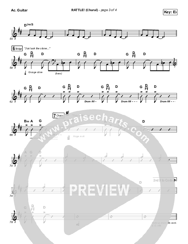 RATTLE! (Choral Anthem SATB) Acoustic Guitar Sheet Music PDF (Elevation