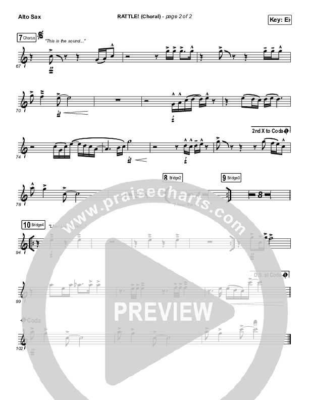 RATTLE! (Choral Anthem SATB) Alto Sax (Elevation Worship / Arr. Luke Gambill)