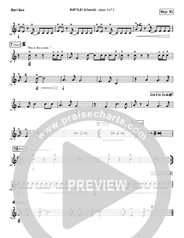 RATTLE! (Choral Anthem SATB) Bari Sax (Elevation Worship / Arr. Luke Gambill)