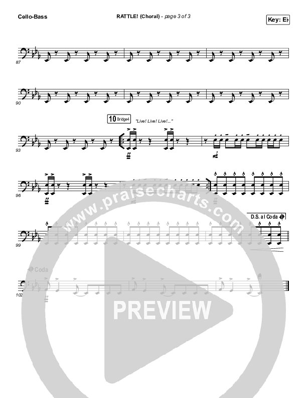 RATTLE! (Choral Anthem SATB) Cello/Bass (Elevation Worship / Arr. Luke Gambill)