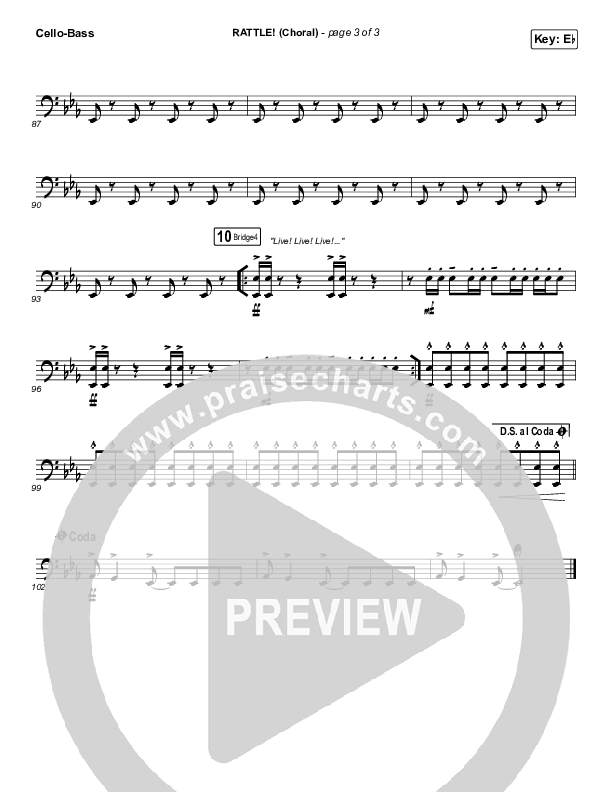 RATTLE! (Choral Anthem SATB) Cello/Bass (Elevation Worship / Arr. Luke Gambill)