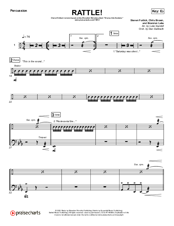 RATTLE! (Choral Anthem SATB) Percussion (Elevation Worship / Arr. Luke Gambill)