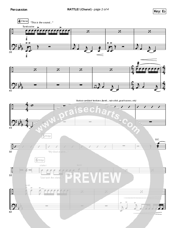 RATTLE! (Choral Anthem SATB) Percussion (Elevation Worship / Arr. Luke Gambill)