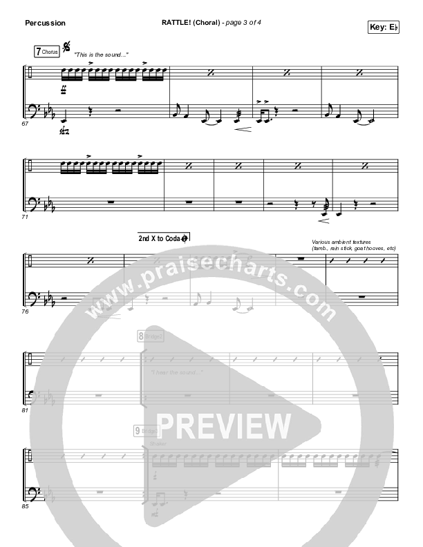 RATTLE! (Choral Anthem SATB) Percussion (Elevation Worship / Arr. Luke Gambill)