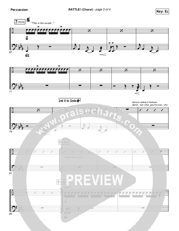 RATTLE! (Choral Anthem SATB) Percussion (Elevation Worship / Arr. Luke Gambill)