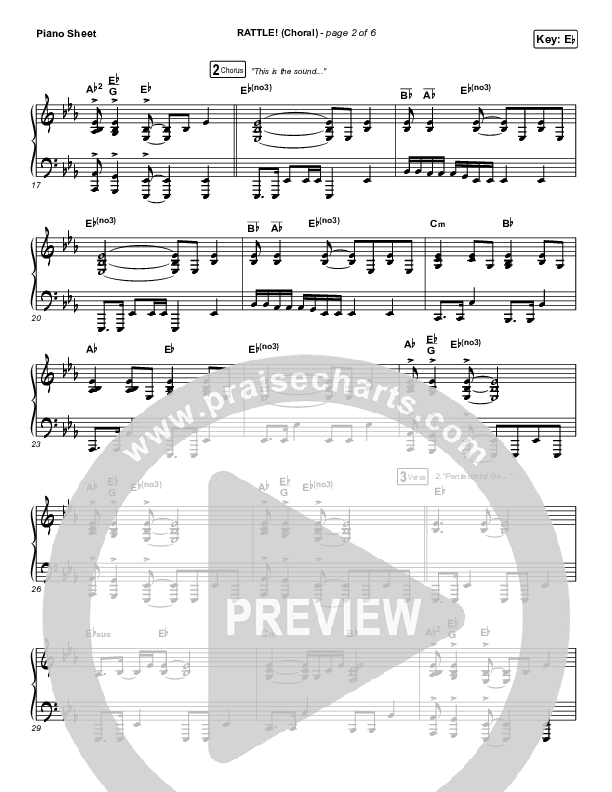 RATTLE! (Choral Anthem SATB) Piano Sheet (Elevation Worship / Arr. Luke Gambill)