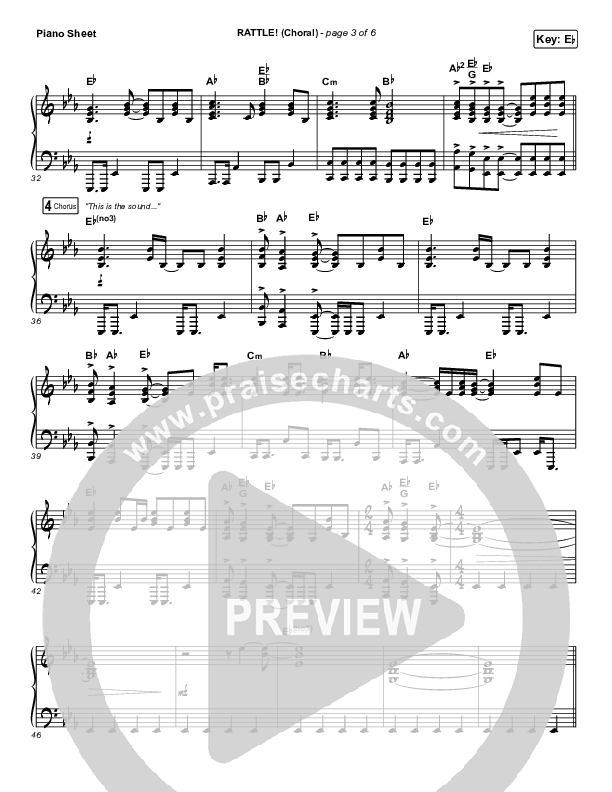 RATTLE! (Choral Anthem SATB) Piano Sheet (Elevation Worship / Arr. Luke Gambill)