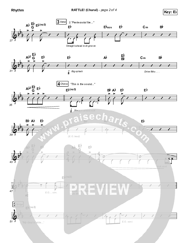 RATTLE! (Choral Anthem SATB) Rhythm Chart (Elevation Worship / Arr. Luke Gambill)