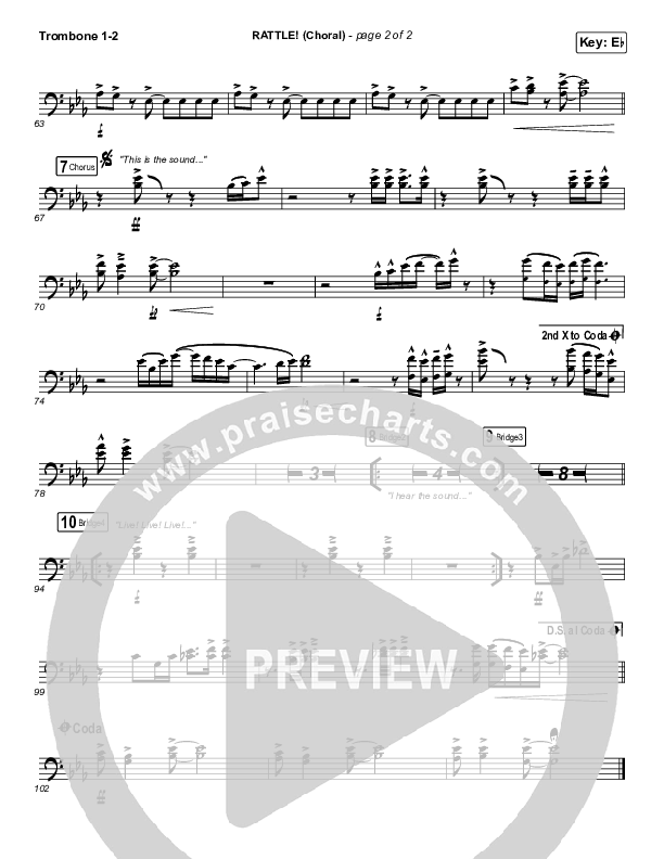 RATTLE! (Choral Anthem SATB) Trombone 1,2 (Elevation Worship / Arr. Luke Gambill)