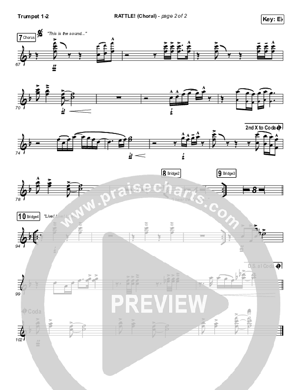 RATTLE! (Choral Anthem SATB) Trumpet 1,2 (Elevation Worship / Arr. Luke Gambill)