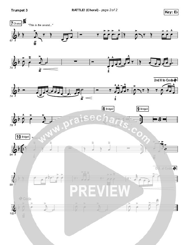 RATTLE! (Choral Anthem SATB) Trumpet 3 (Elevation Worship / Arr. Luke Gambill)
