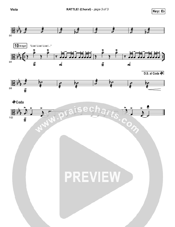 RATTLE! (Choral Anthem SATB) Viola (Elevation Worship / Arr. Luke Gambill)