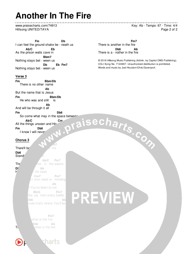 Another In The Fire Chords & Lyrics (Hillsong UNITED / TAYA)