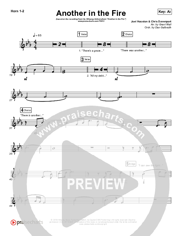 Another In The Fire French Horn 1/2 (Hillsong UNITED / TAYA)