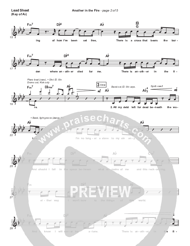Another In The Fire Lead Sheet (Melody) (Hillsong UNITED / TAYA)