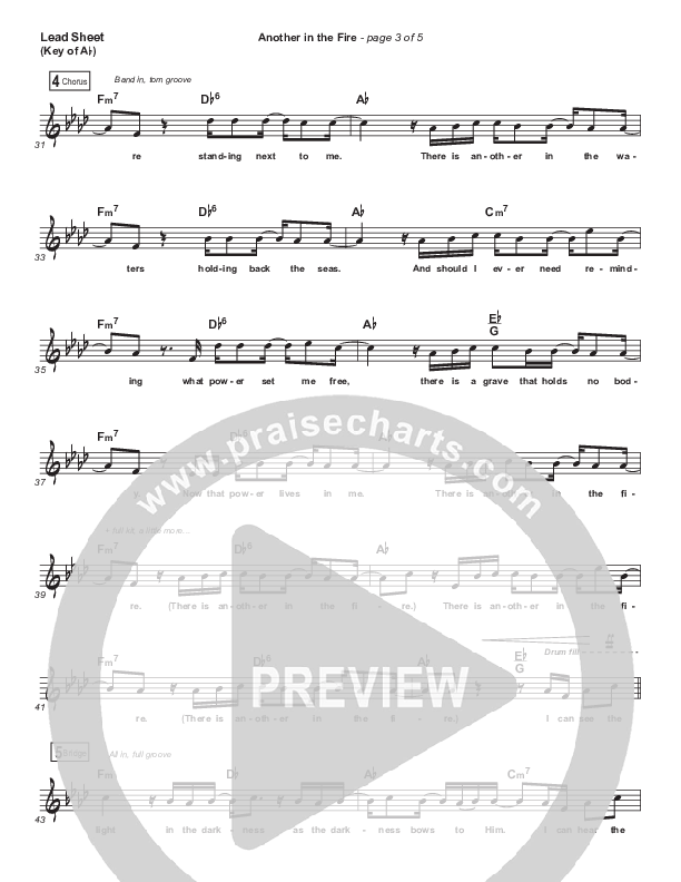 Another In The Fire Lead Sheet (Melody) (Hillsong UNITED / TAYA)
