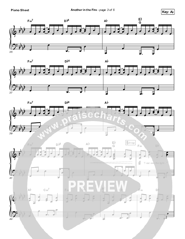 Another In The Fire Piano Sheet (Hillsong UNITED / TAYA)