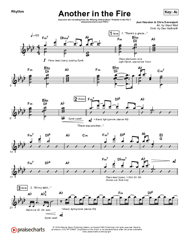 Another In The Fire Rhythm Chart (Hillsong UNITED / TAYA)