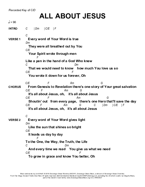 All About Jesus Chords & Lyrics (Sovereign Grace / Bob Kauflin)