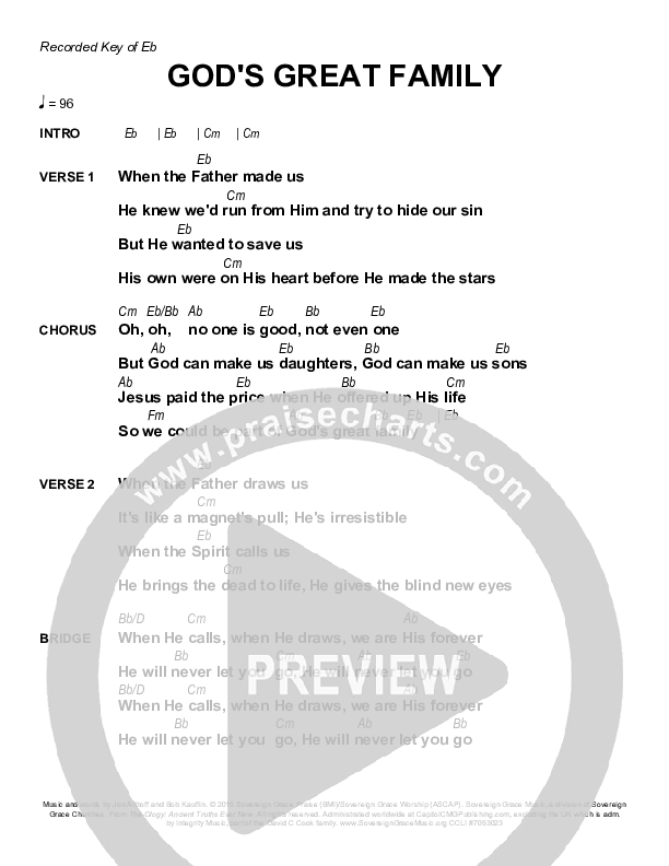 God's Great Family Chords & Lyrics (Sovereign Grace / Bob Kauflin)