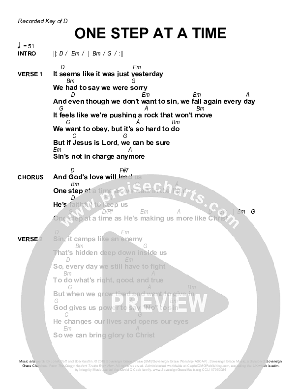 One Step At A Time Chords & Lyrics (Sovereign Grace / Bob Kauflin)