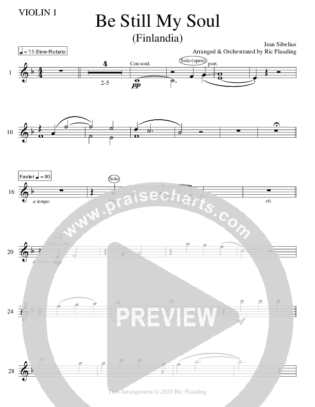 Be Still My Soul (Instrumental) Violin 1 (Ric Flauding)